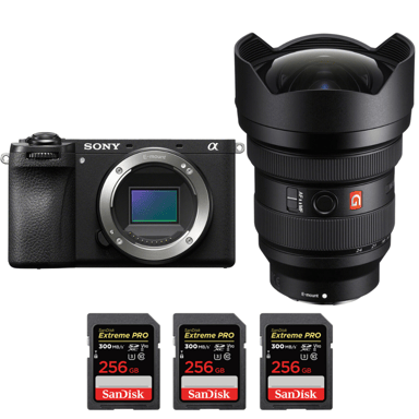 Cámara híbrida Sony A6700 + FE 12-24mm f/2.8 GM + 3 SanDisk 256GB Extreme PRO UHS-II + Ebook ''20 consejos para fotos que impactan''