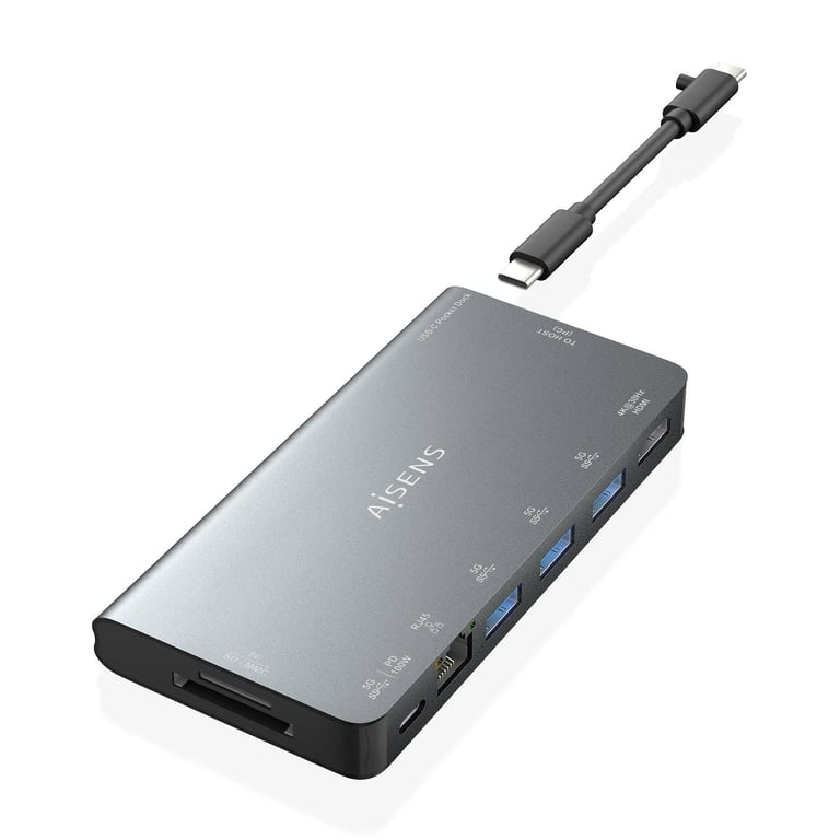 AISENS ASUC-8P015-GR station d'accueil Avec fil USB 3.2 Gen 1 (3.1 Gen 1) Type-C Gris - Neuf