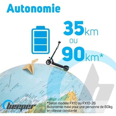Scooter eléctrico con alarma 10 Pouces - BEEPER - MAX FX10-G2-8 - 500W - 48V - 8Ah