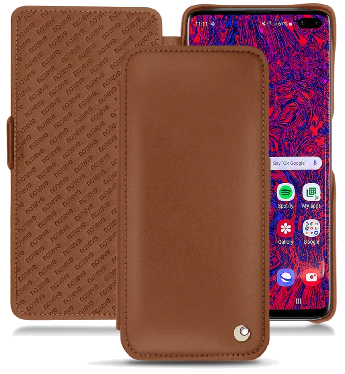 Housse cuir Samsung Galaxy S10+ - Rabat horizontalMarron