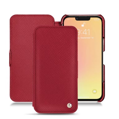 Housse cuir Apple iPhone 13 - Rabat horizontal - Rouge - Cuir saffiano