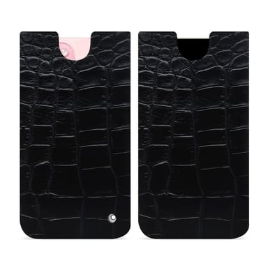 Pochette cuir Apple iPhone 15 -  - Noir - Cuir Abaca