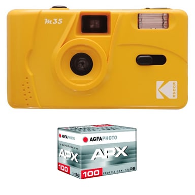 KODAK M35 - Appareil Photo Rechargeable 35mm, Objectif Grand Angle Fixe, Viseur optique , Flash Intégré, Pile AAA - Jaune