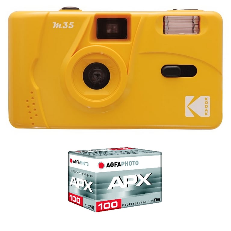 KODAK M35 - Appareil Photo Rechargeable 35mm, Objectif Grand Angle Fixe, Viseur optique , Flash Intégré, Pile AAA - Jaune - Neuf