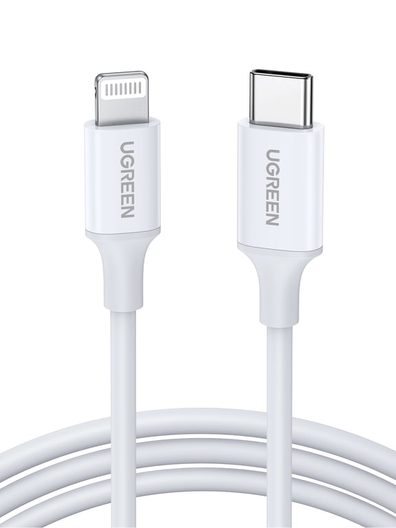 Ugreen Câble USB-C vers Lightning 10493 1 m Silicone Blanc 3A PD MFi - vue 5