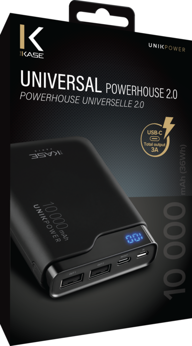 Batería externa universal PowerHouse 2.0 10000mAh, Negra