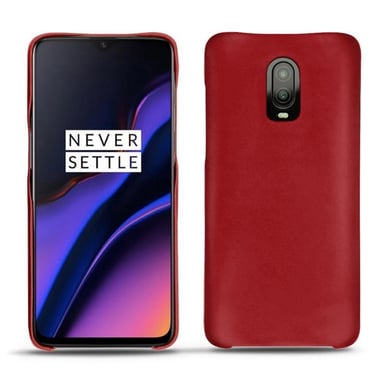 Coque cuir OnePlus 6T - Coque arrière - Rouge - Cuir lisse