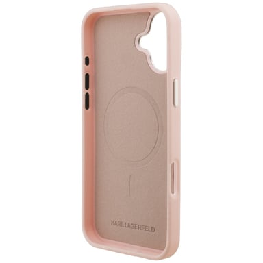 Custodia Karl Lagerfeld Initial & Metal Logo MagSafe per iPhone 16 Plus, rosa