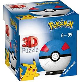 Puzzle 3D , Pokémon Superball azul, 54 Piezas