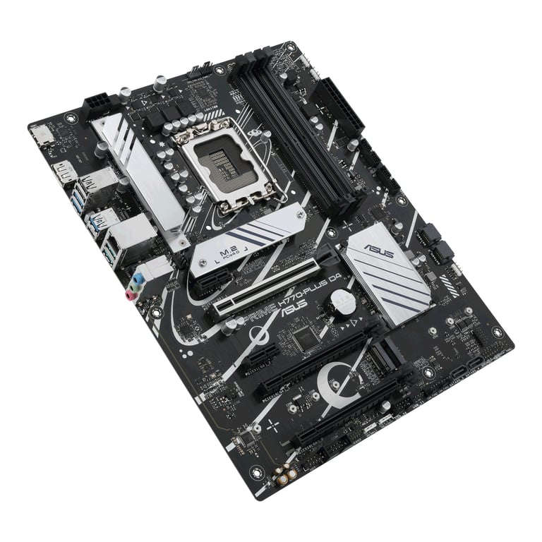 Asus PRIME H770-PLUS D4 - Carte-mère - ATX - Socket LGA1700 - H770 Chipset - USB4, USB-C 3.2 Gen2, USB 3.2 Gen 2, USB 3.2 Gen 1 - 2.5 Gigabit LAN - carte graphique embarquée (unité centrale requise) - audio HD (8 canaux) Noir - vue 2