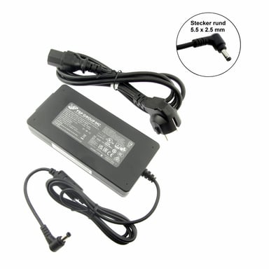Charger (power supply), 19V, 6.3A for TOSHIBA Satellite P500-127, Plug 5.5 x 2.5 mm round