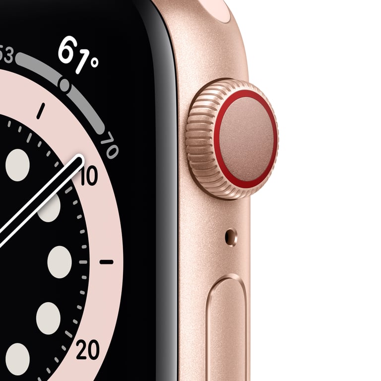 Apple Watch Series 6 OLED 40 mm Numérique 324 x 394 pixels Écran tactile 4G Or Wifi GPS (satellite), rose