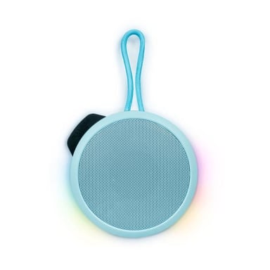 BIGBEN Party - Altavoz Bluetooth redondo con correa de mano y efectos de luz - 15W - Azul pastel