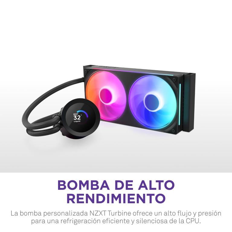 Watercooling NZXT RL KR240 W2 Kraken Plus 240 RGB Écran carré 1.54 personnalisable et ventilateurs RGB - vue 4