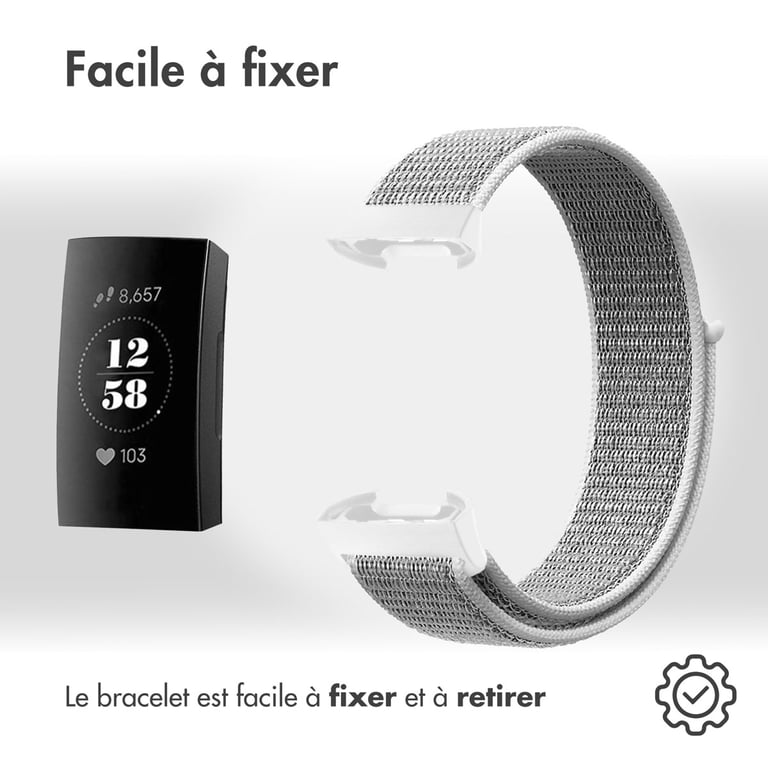 imoshion Bracelet en nylon pour le Fitbit Charge 3 / 4 - Gris clair - Neuf