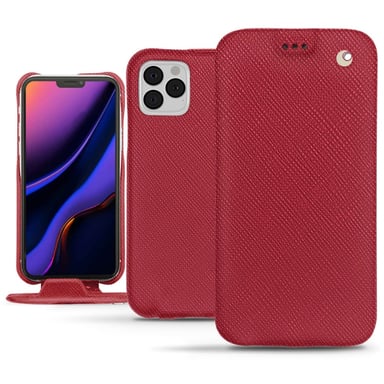 Funda de piel Apple iPhone 11 Pro - Solapa vertical - Rojo - Piel saffiano