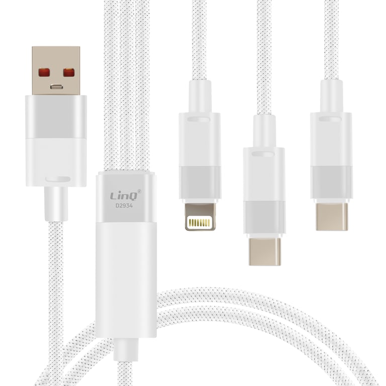 Câble USB vers Lightning + 2 USB C Charge Rapide Longueur 1.2m Neuf