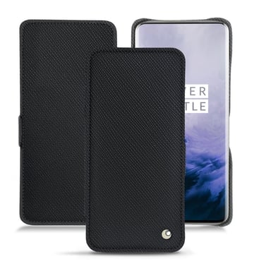 Funda de piel OnePlus 7 Pro - Solapa horizontal - Negro - Piel saffiano