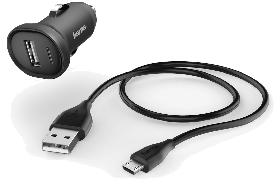 Kit charge allume cigare Picco , chargeur micro-USB 1A + câble, 1,4m, noir