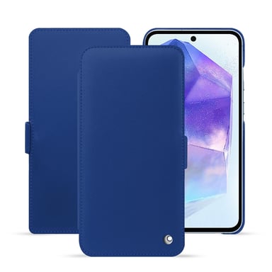 Housse cuir Samsung Galaxy A55 -  - Bleu - Cuir lisse