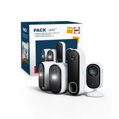 Pack   2 Caméras de surveillance Arlo Essential extérieure Blanc + 1 Caméra de surveillance Essential intérieure Blanc +