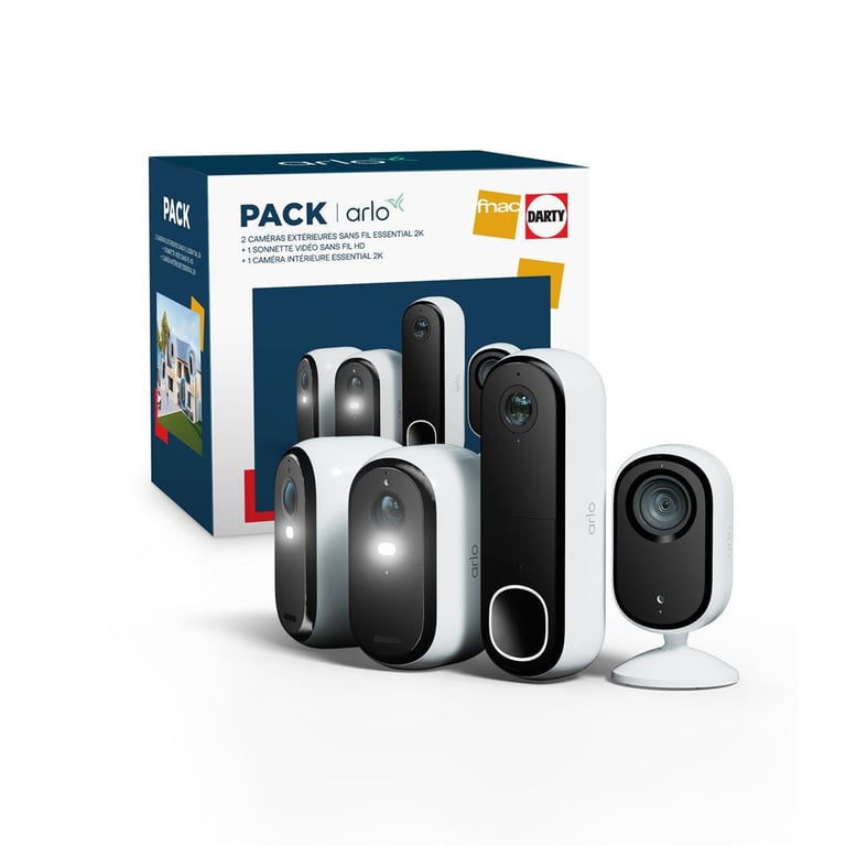 Pack Fnac 2 Caméras de surveillance Arlo Essential extérieure + 1 Caméra de surveillance Essential intérieure + 1 Sonnette vidéo sans Fil HD - vue 3