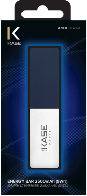 Barre d'énergie, 2500mAh, Marine Bleu