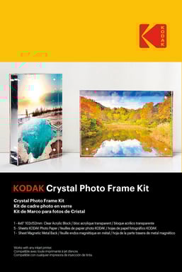 KODAK - Marco Transparente, formato A6 (10x15cm) con 5 hojas de papel fotográfico y una hoja magnética, Impresión Inkjet