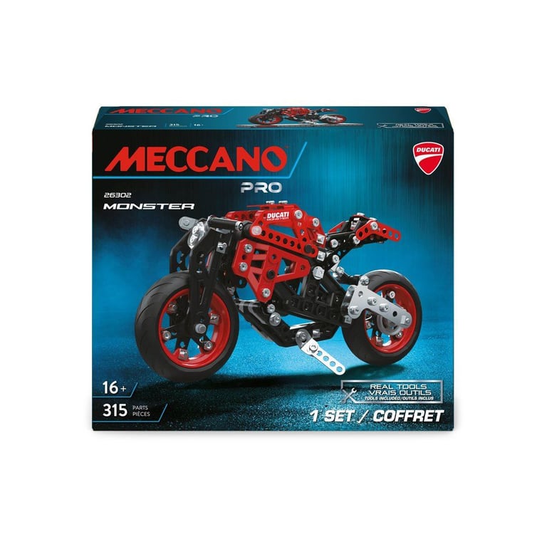 Set de construction MECCANO Pro Moto Ducati Monster 315 pièces niveau Expert Noir Rouge Gris - Neuf