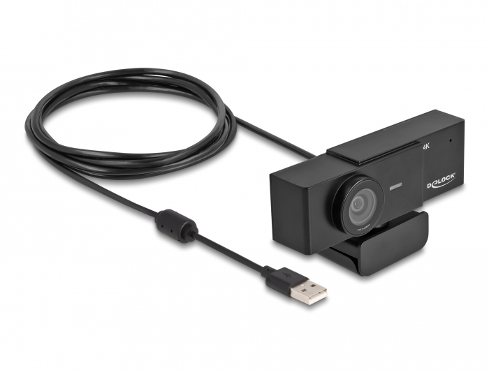 DeLOCK Webcam USB UHD avec microphone 4K 30 Hz vue à 110° et trépied Neuf