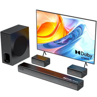 Hiwill A51 PRO barre de son TV 5.1 - Dolby Avec Caisson 6,5 Sans Fil 2 Enceintes Surround - Noir - Neuf