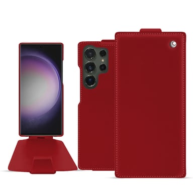 Housse cuir Samsung Galaxy S24 Ultra -  - Rouge - Cuir lisse