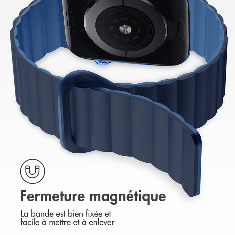 imoshion Bracelet en silicone magnétique pour Apple Watch | 38/40/41/42 mm - Bleu foncé - Neuf