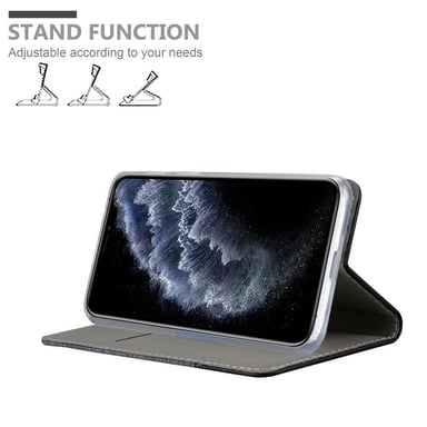 Coque pour Apple iPhone 11 PRO MAX en GRIS NOIR Housse de protection Étui avec fermeture magnétique, fonction de support et compartiment pour carte