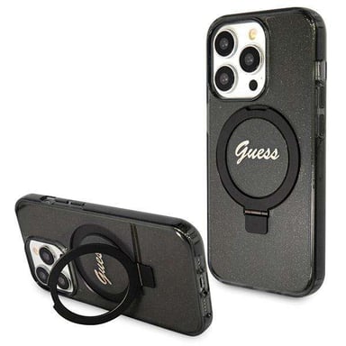 Étui Guess pour iPhone 13 Pro Max 6.7'' czarny/black étui rigide Ring Stand Script Glitter MagSafe