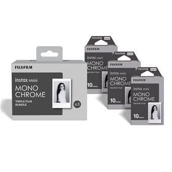 Papier photo instantané FUJIFILM Instax Mini Monochrome 30 vues avec cadre blanc 62 x 46 mm 86 x 54 mm - Neuf