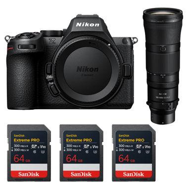 Appareil photo hybride Nikon Z5 II + 180-600mm f/5.6-6.3 VR + 3 SanDisk 64GB Extreme PRO UHS-II + Ebook ''20 astuces pour des images qui claquent''