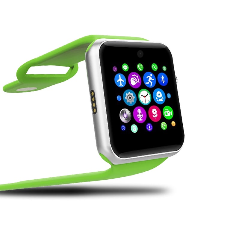 Smartwatch Bluetooth Montre Connectée iOS Android 1.54 Pouces IPS GSM 2G  Podomètre Vert