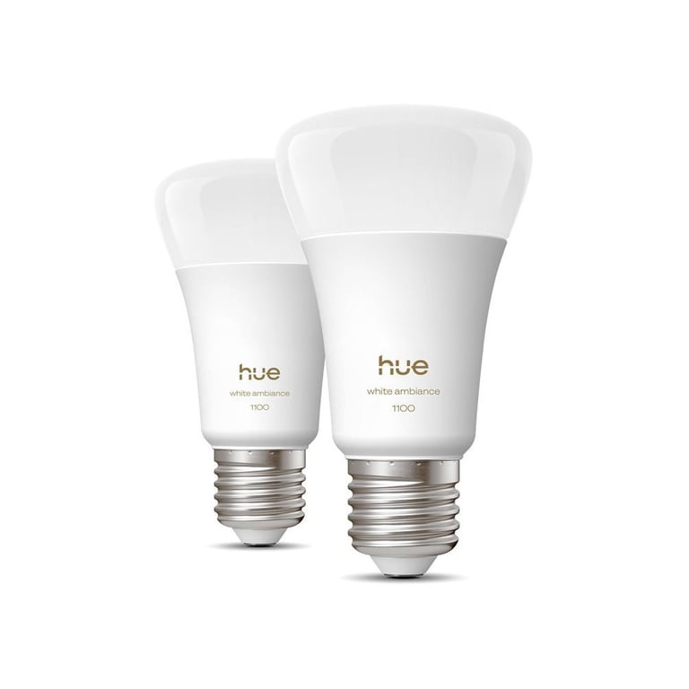 Ampoule connectée Philips Hue 1100 White Ambiance A60 E27 1100 lm Dimmable Blanc (lot de 2) - Neuf