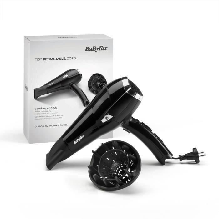 Sèche-cheveux BABYLISS Cordkeeper D374DE 2000 W Noir - Neuf