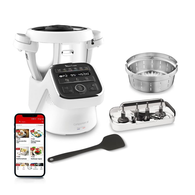 Moulinex Robot Cuiseur Cuisine Companion XL 4,5L 8-10Pers 12 Prog 5Acc Livre 300