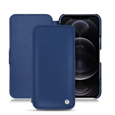 Housse cuir Apple iPhone 12 Pro Max - Rabat horizontal - Bleu - Cuir saffiano