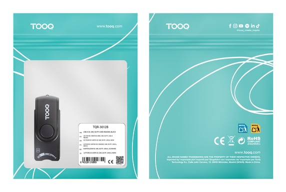 TooQ TQR-3012B lector de tarjetas con chip USB 2.0 Negro