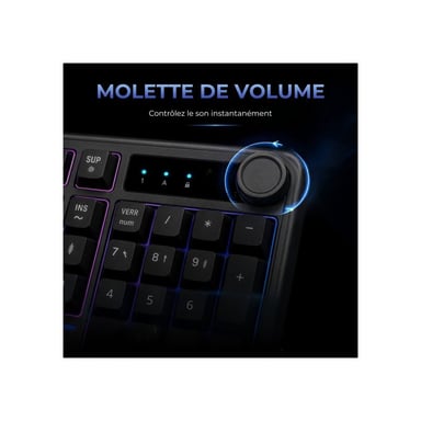 Clavier filaire THE G-LAB KEYZ CAESIUM EX 98% Membrane silencieuse anti-ghosting 26 touches noir rétroéclairage arc-en-ciel dynamique