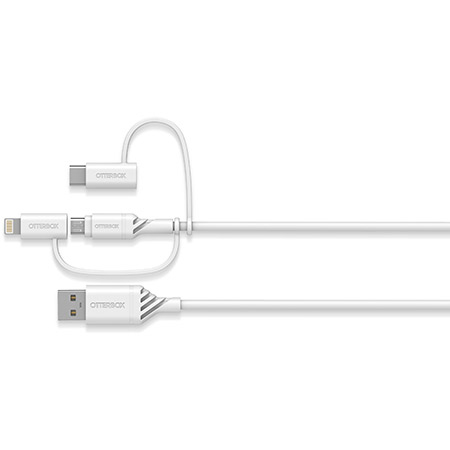 OtterBox 3in1 USBA-Micro/Lightning/USBC cable, Cloud Dream White