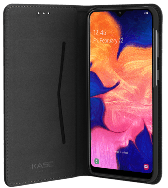 Folio a conchiglia con slot per schede e supporto per Samsung Galaxy A10 2019, nero