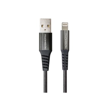 Câble USB-A vers Lightning THOMSON 3A 1,5 m tressé gris foncé