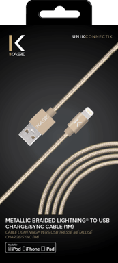 Cavo metallico intrecciato da Lightning a USB (1 m) certificato MFi per la ricarica/sincronizzazione, oro
