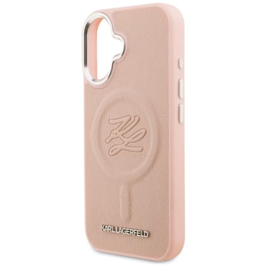Funda Karl Lagerfeld Initial & Metal Logo MagSafe para iPhone 16, rosa