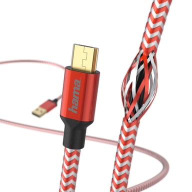 Câble de charge/données Reflective, micro-USB, 1,5 m, rouge